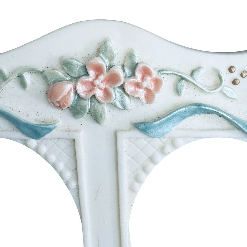 Bright Touches Vintage Double Oval Photo Frame White Floral Blue Bows 6.75x5